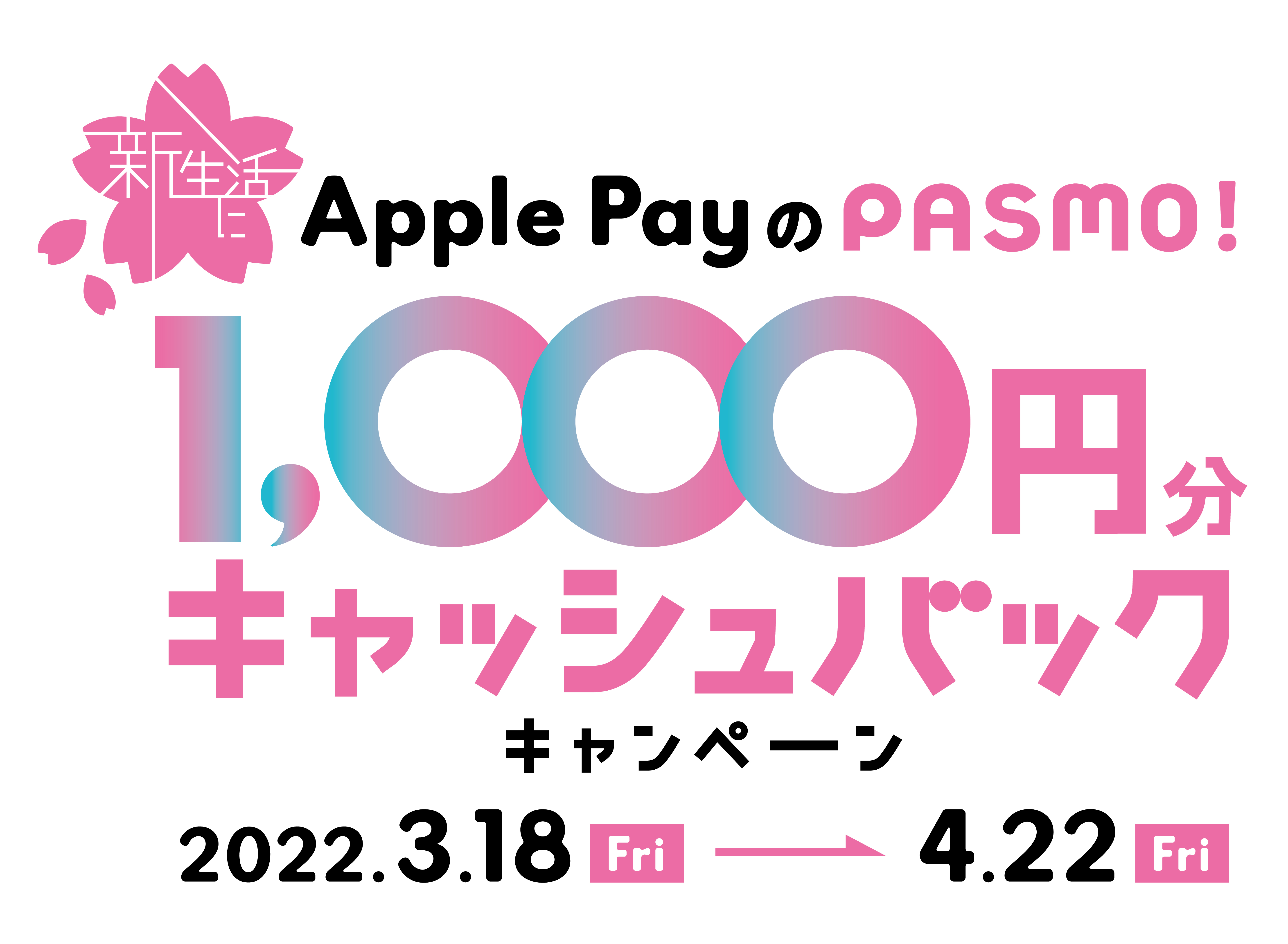 【PASMO】新生活にApple PayのPASMO！1,000円分キャッシュバックキャンペーン