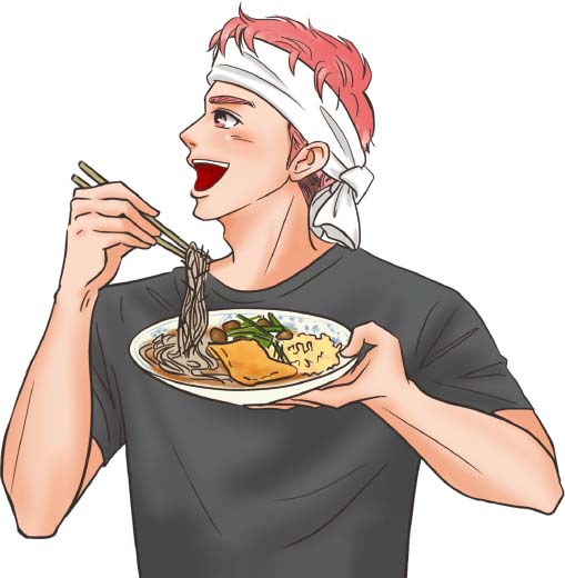 そばを食べるハシル